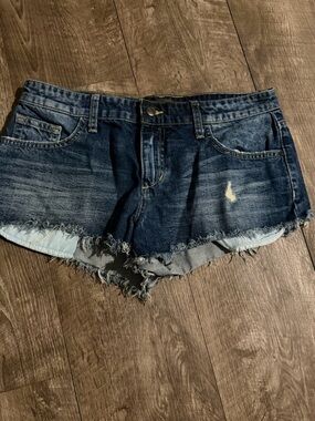 Joe's Jeans Dark Blue Frayed Denim Cutoff Shorts